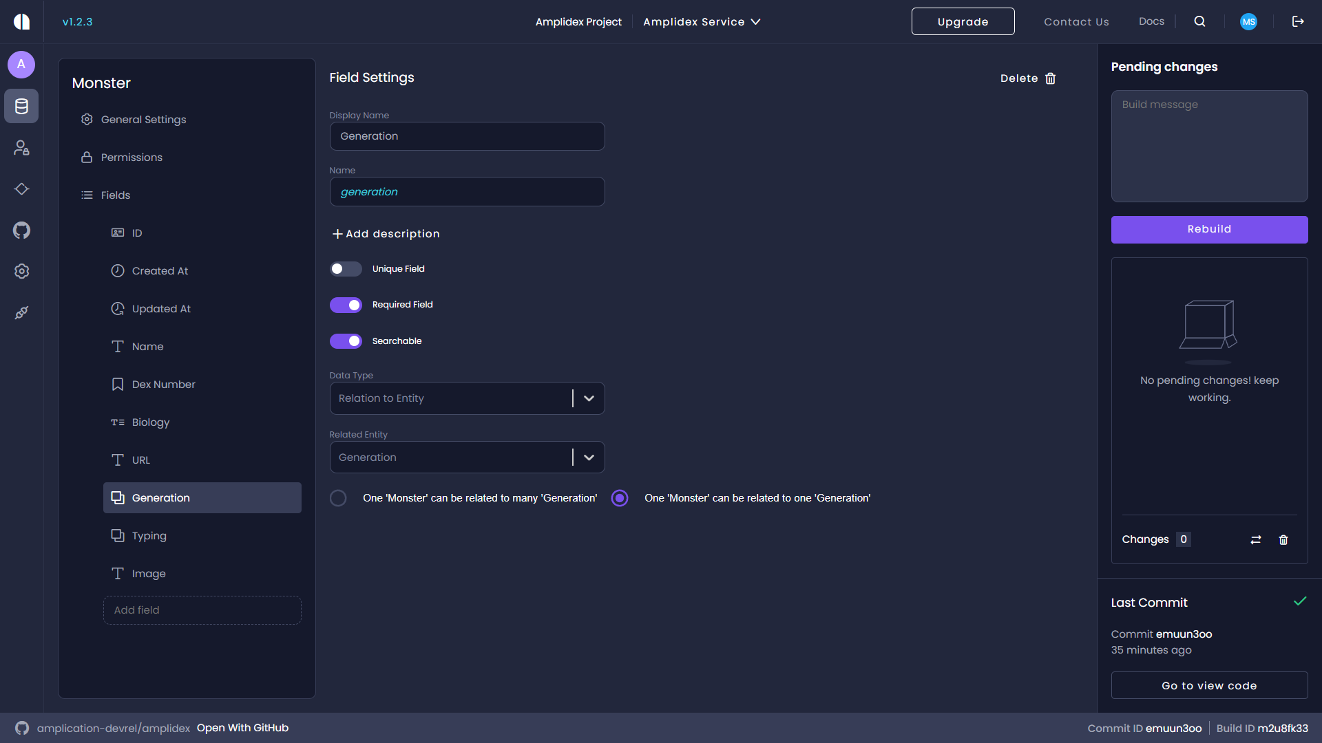 Building a relation between the Monster entity and the Generation entity