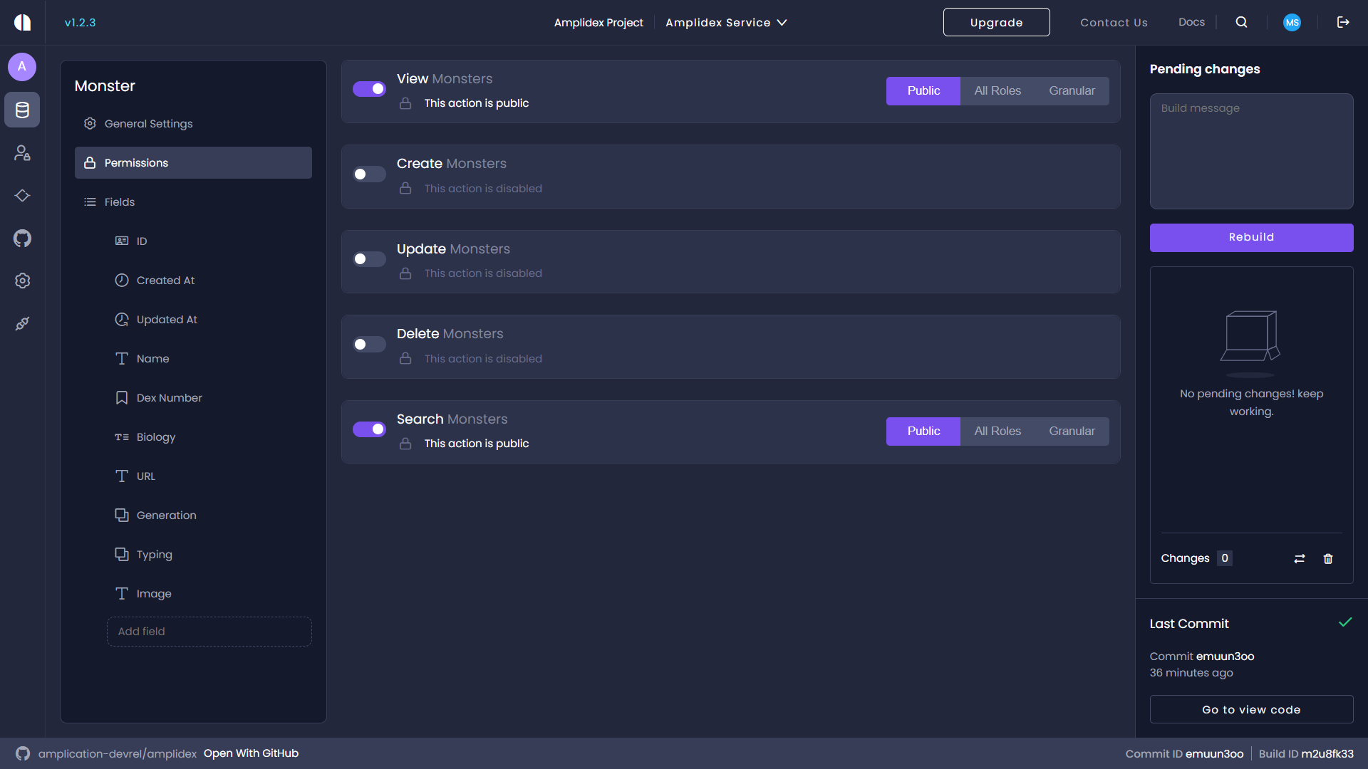 Setting the permissions of the Monster entity so that it is searchable by the public